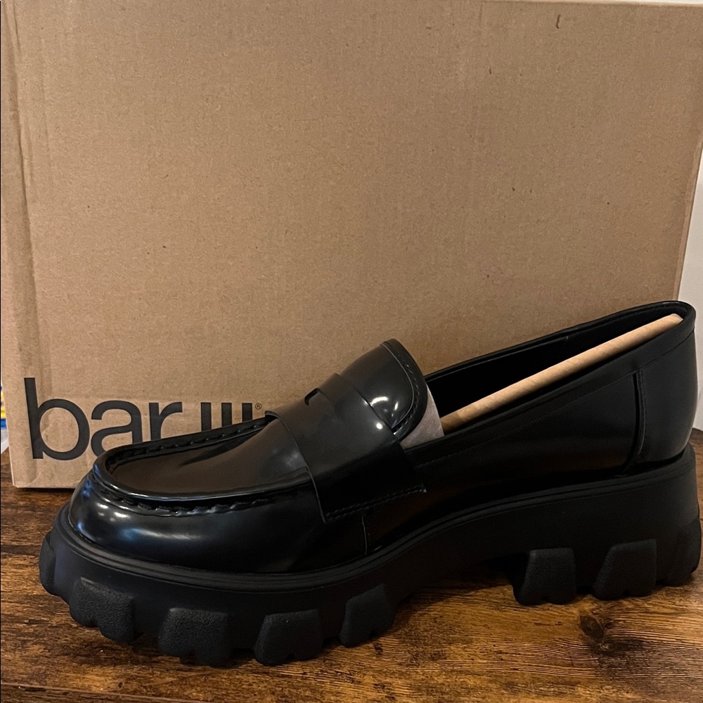 #B15.  Bar III Glossy Black Women's Loafers